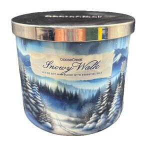 Goose Creek Snowy Walk 3 Wick Jar Candle 14.5 oz Christmas Vanilla Lemon Woods